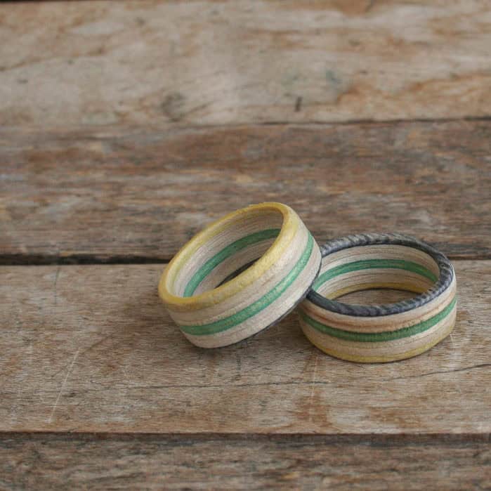 Wooden Rings - Reclaimed Skateboards