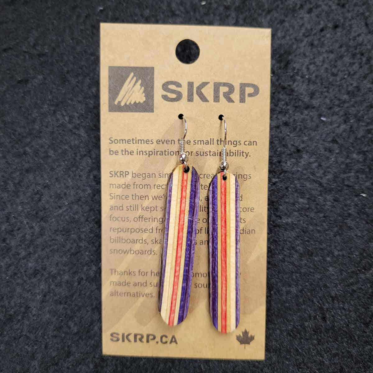 Recycled Skateboard Dangle Earrings - Image 2