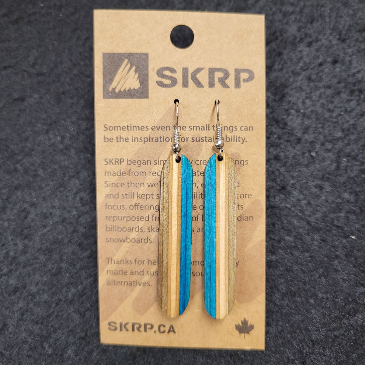 Recycled Skateboard Dangle Earrings - Image 2