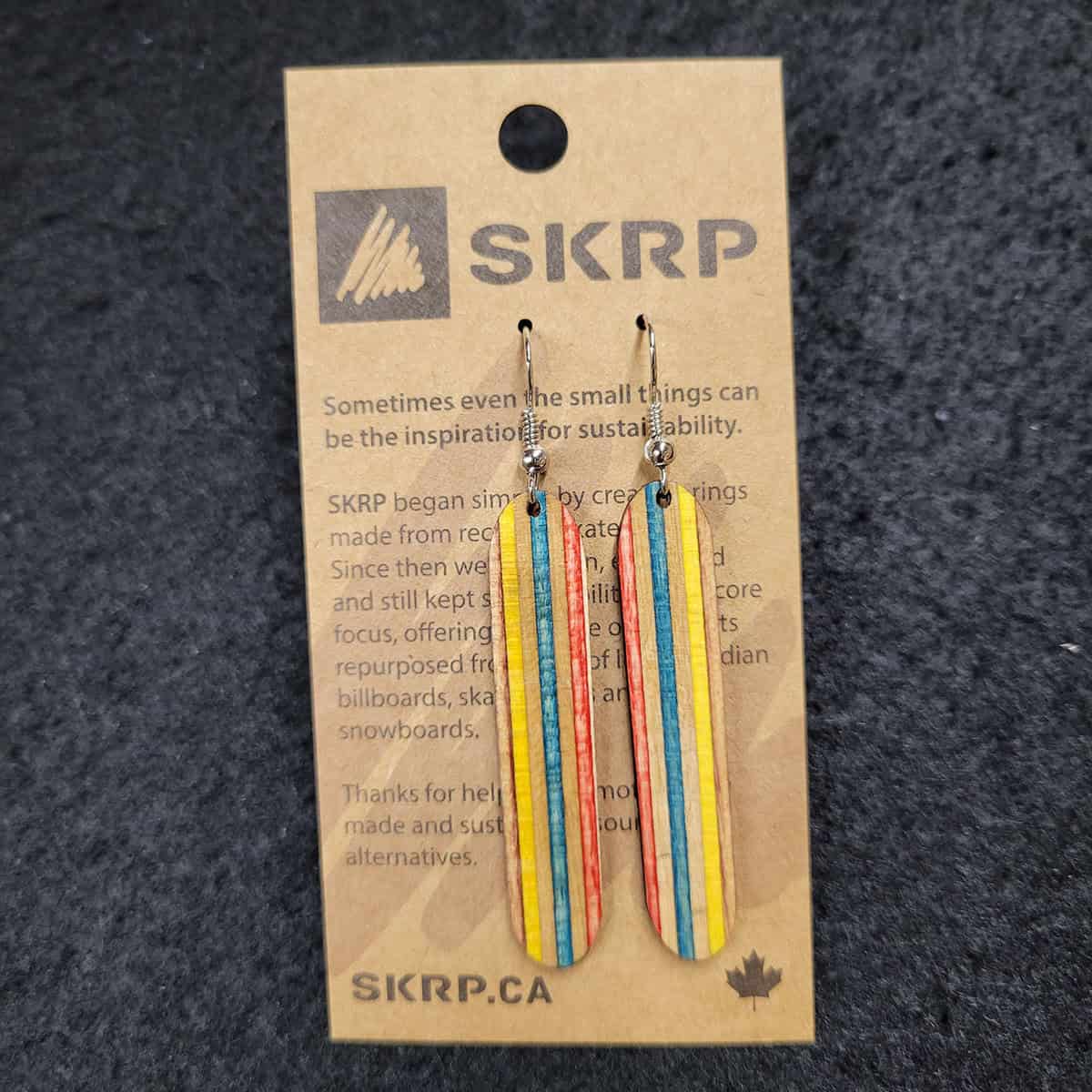 Recycled Skateboard Dangle Earrings - Image 2