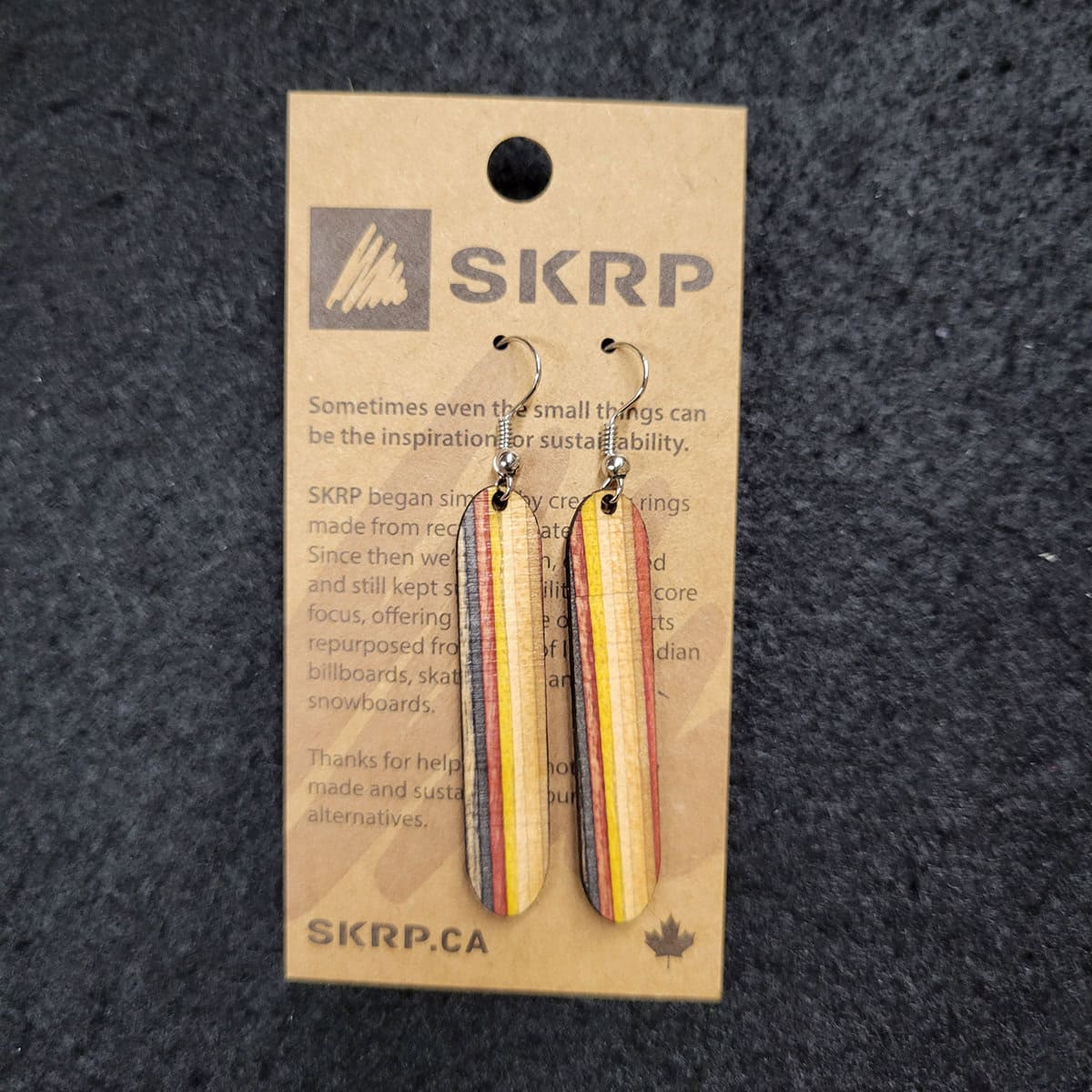 Recycled Skateboard Dangle Earrings - Image 2