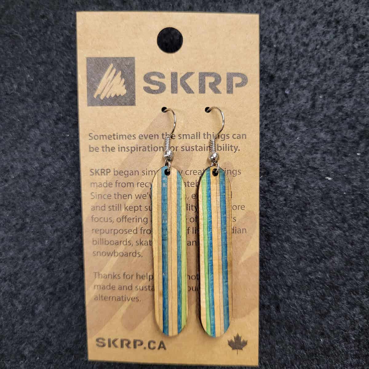 Recycled Skateboard Dangle Earrings - Image 2