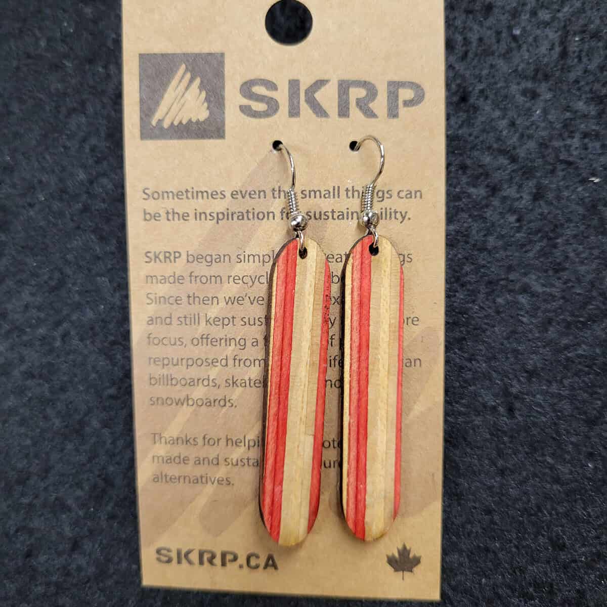 Recycled Skateboard Dangle Earrings - Image 2