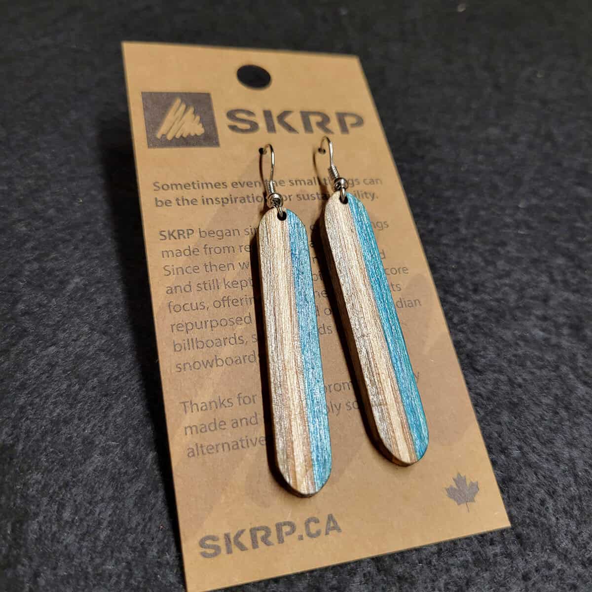 Recycled Skateboard Dangle Earrings - Image 1