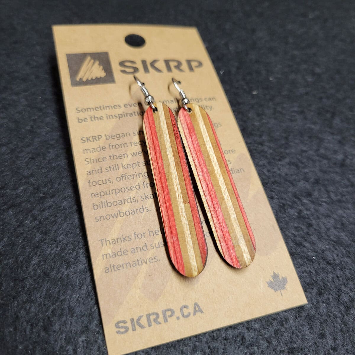 Recycled Skateboard Dangle Earrings - Image 1