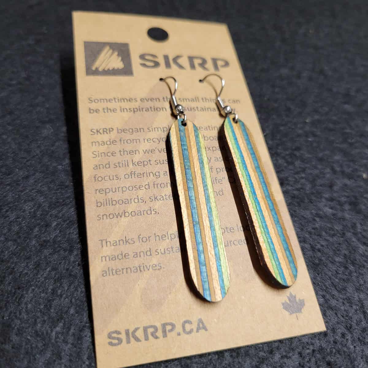 Recycled Skateboard Dangle Earrings - Image 1