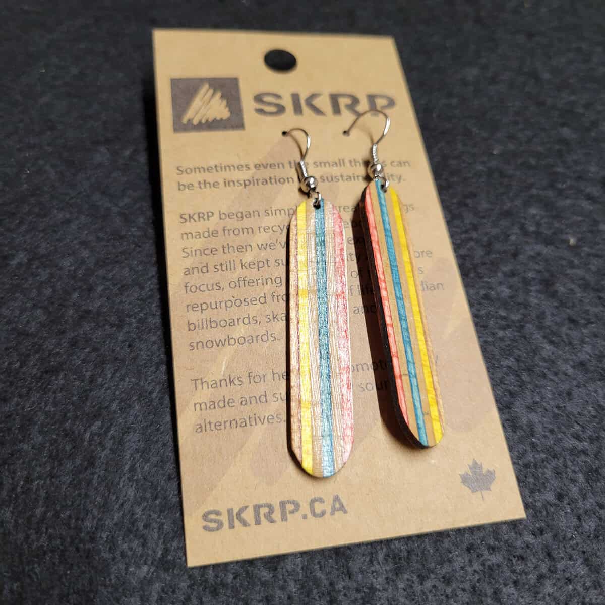 Recycled Skateboard Dangle Earrings - Image 1