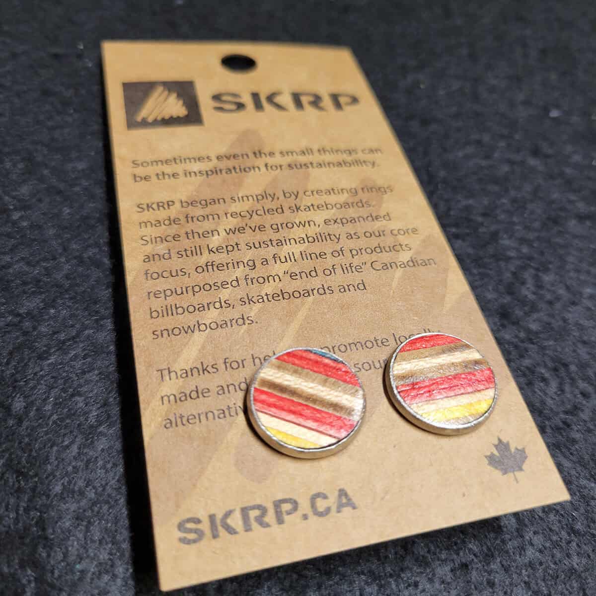 Recycled Skateboard Circular Stud Earrings - Image 1