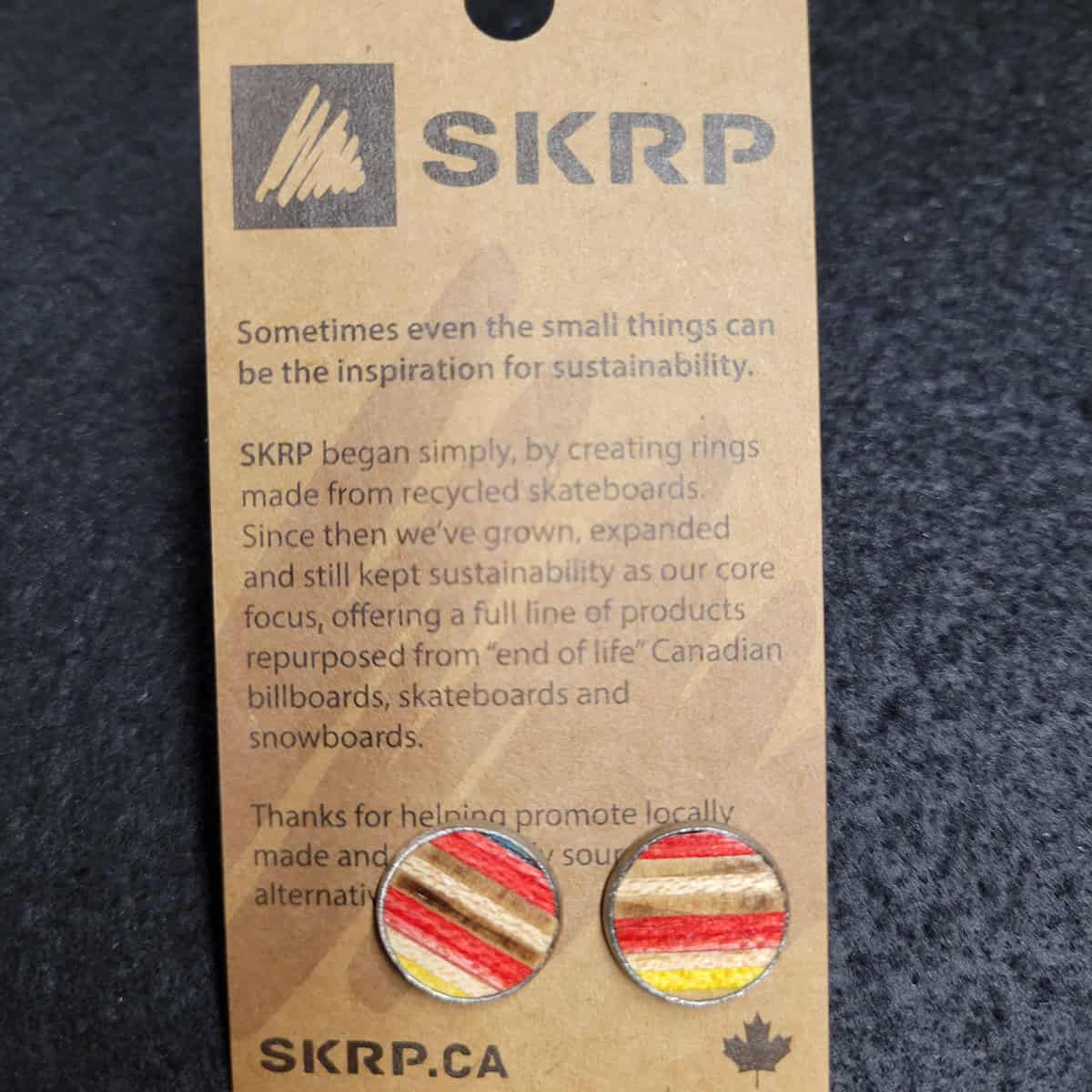 Recycled Skateboard Circular Stud Earrings - Image 2