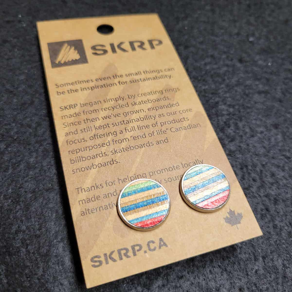 Recycled Skateboard Circular Stud Earrings - Image 1