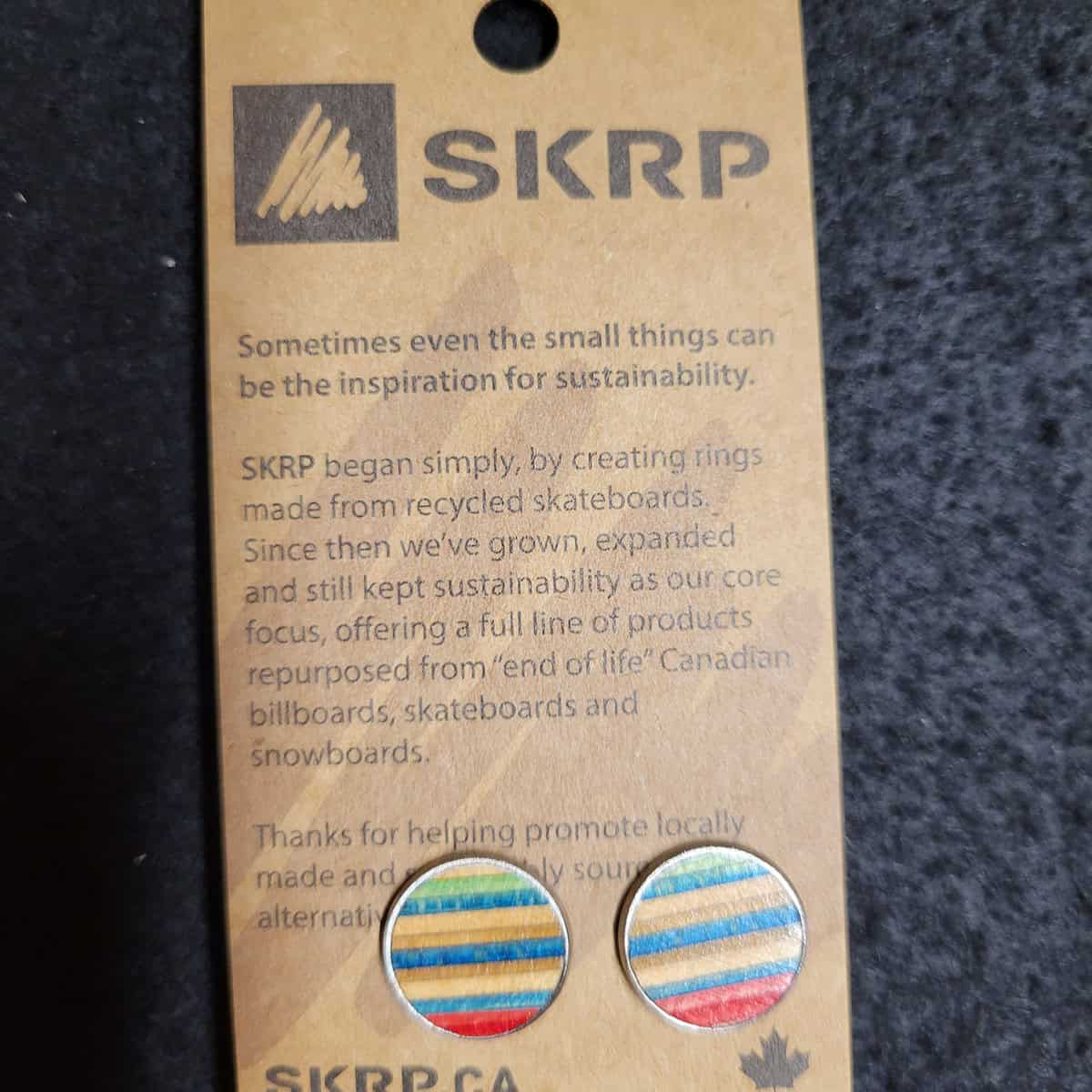 Recycled Skateboard Circular Stud Earrings - Image 2