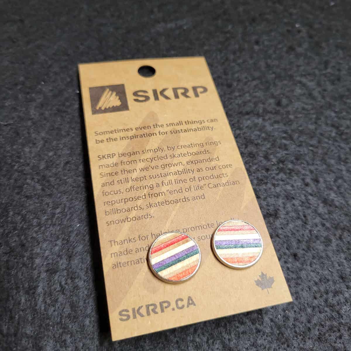 Recycled Skateboard Circular Stud Earrings - Image 1