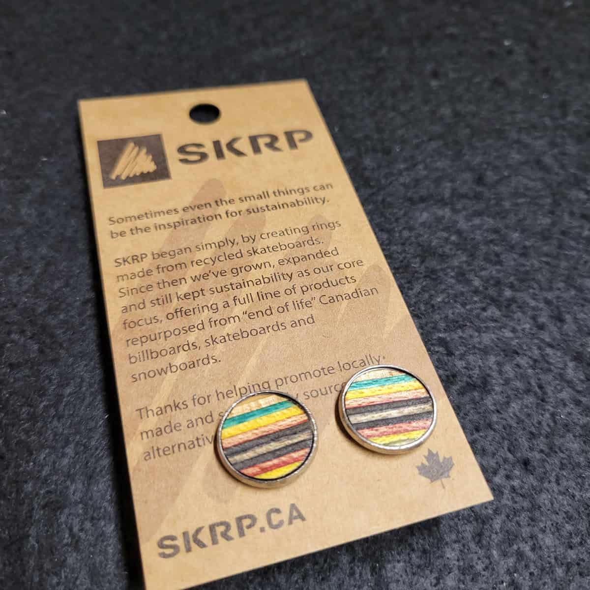 Recycled Skateboard Circular Stud Earrings - Image 1