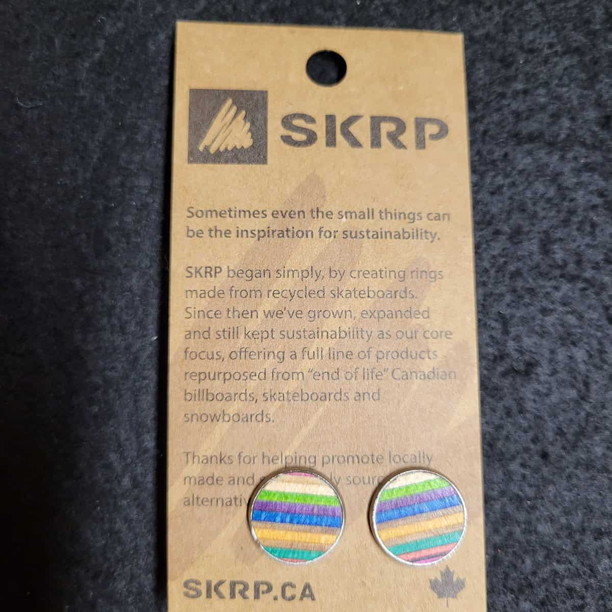 Recycled Skateboard Circular Stud Earrings - Image 2