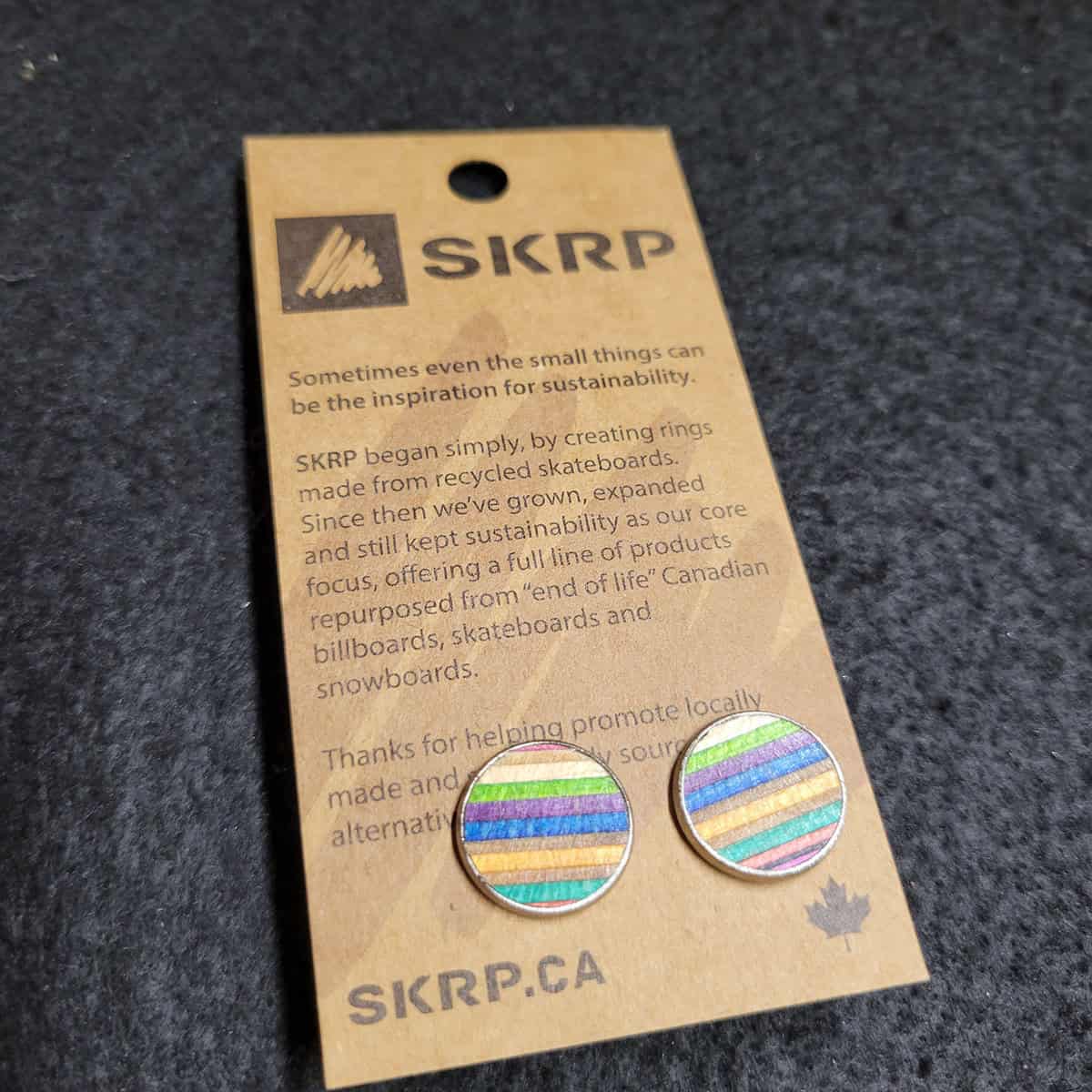 Recycled Skateboard Circular Stud Earrings - Image 1