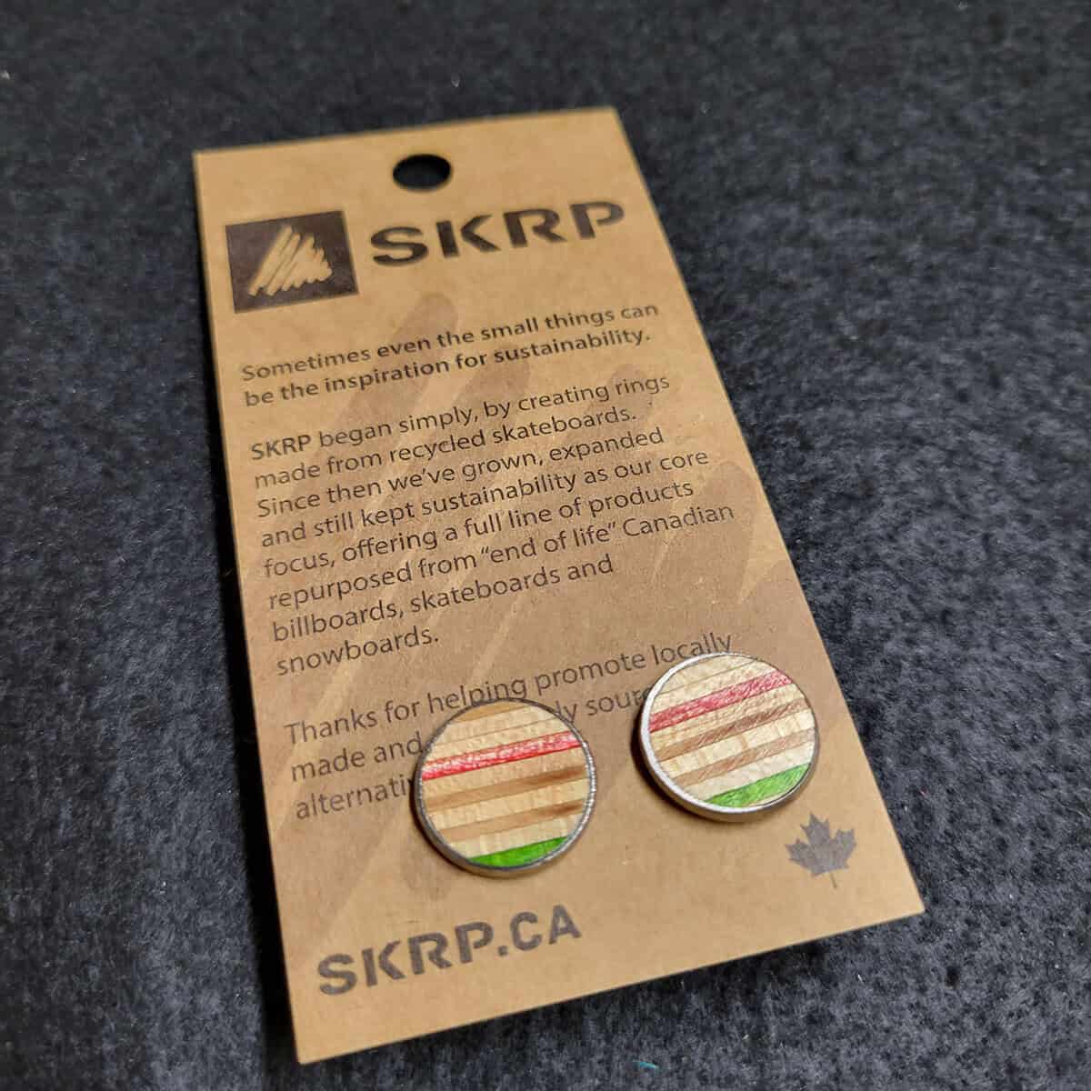 Recycled Skateboard Circular Stud Earrings - Image 1
