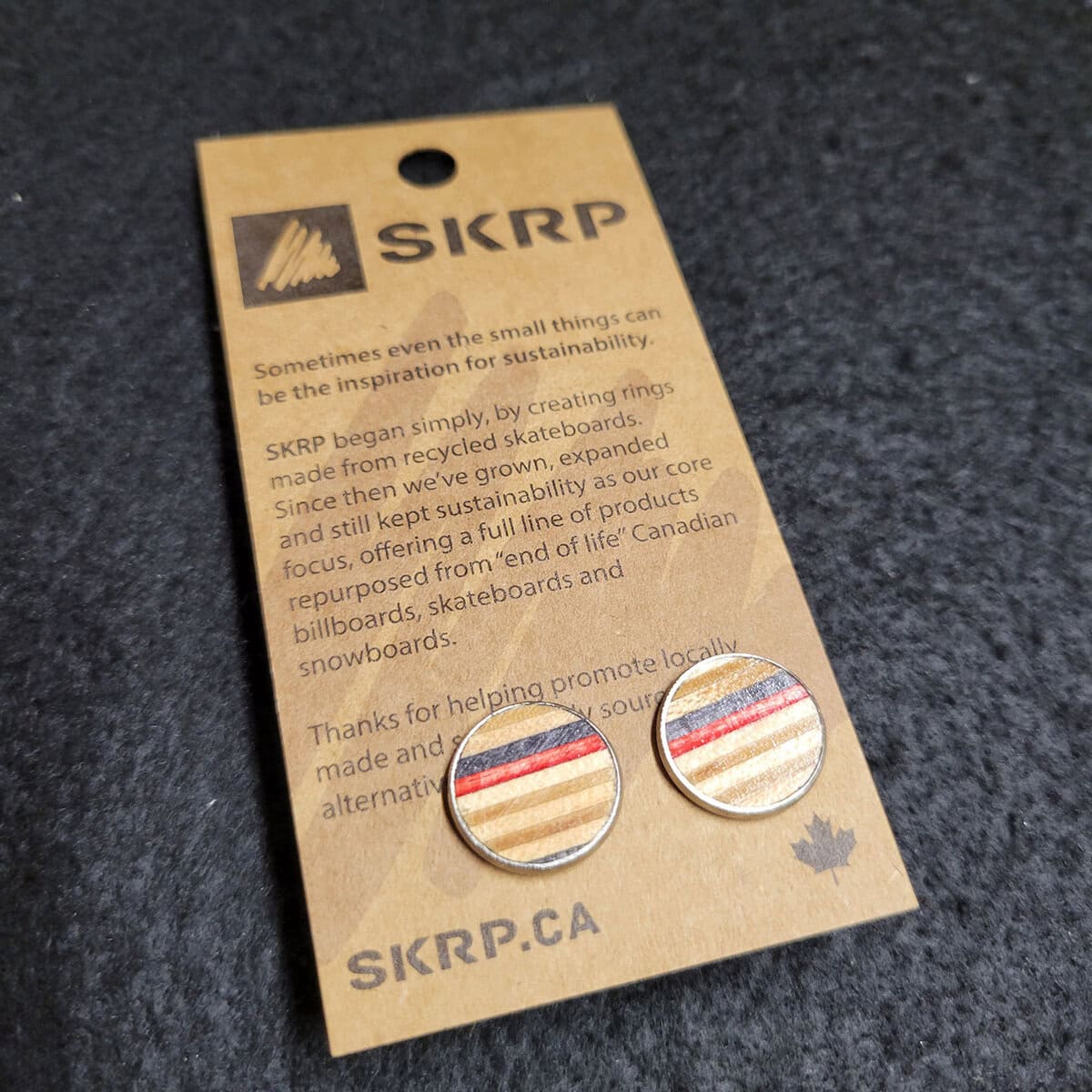 Recycled Skateboard Circular Stud Earrings - Image 1