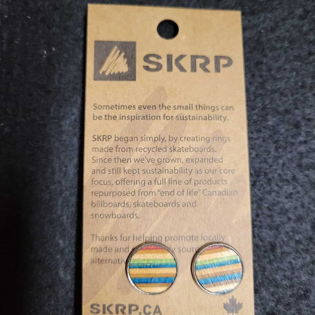 Recycled Skateboard Circular Stud Earrings