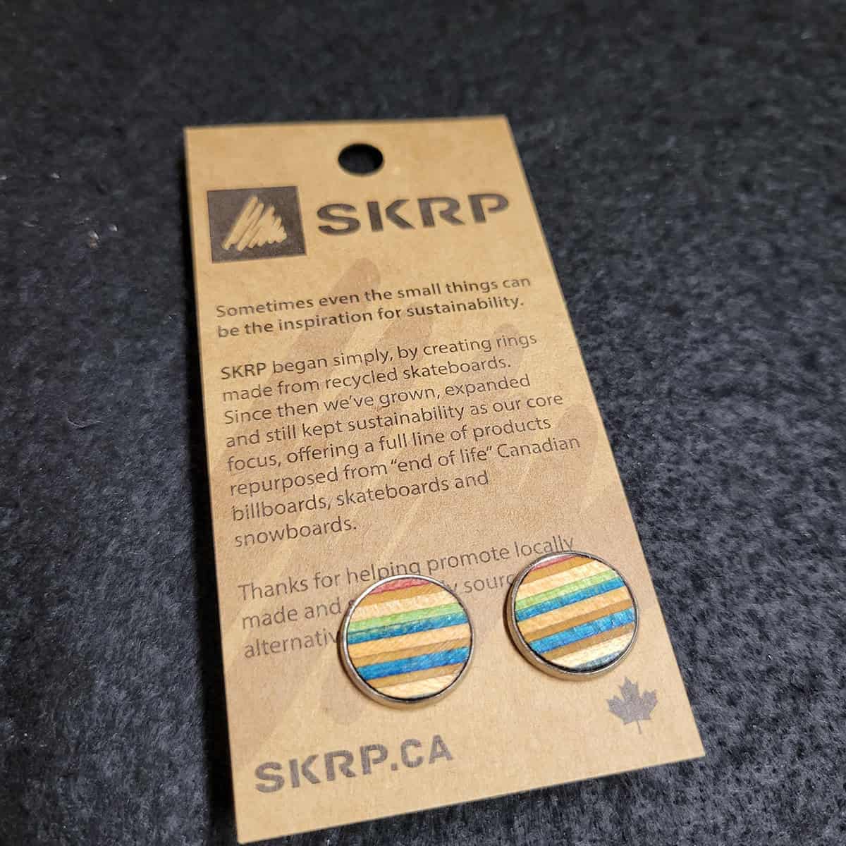 Recycled Skateboard Circular Stud Earrings - Image 1