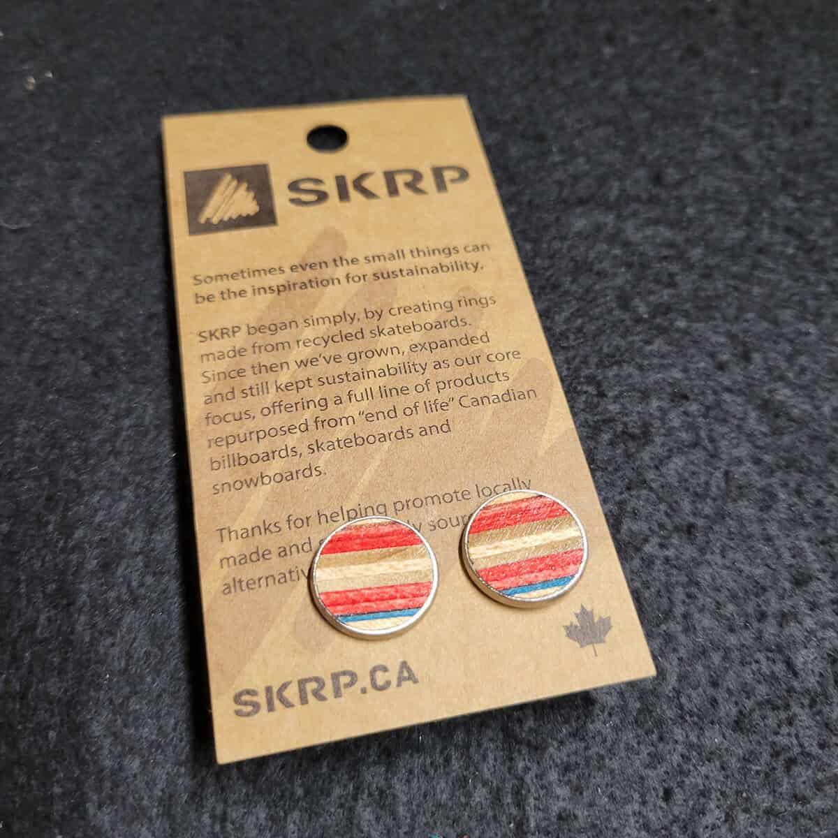 Recycled Skateboard Circular Stud Earrings - Image 1