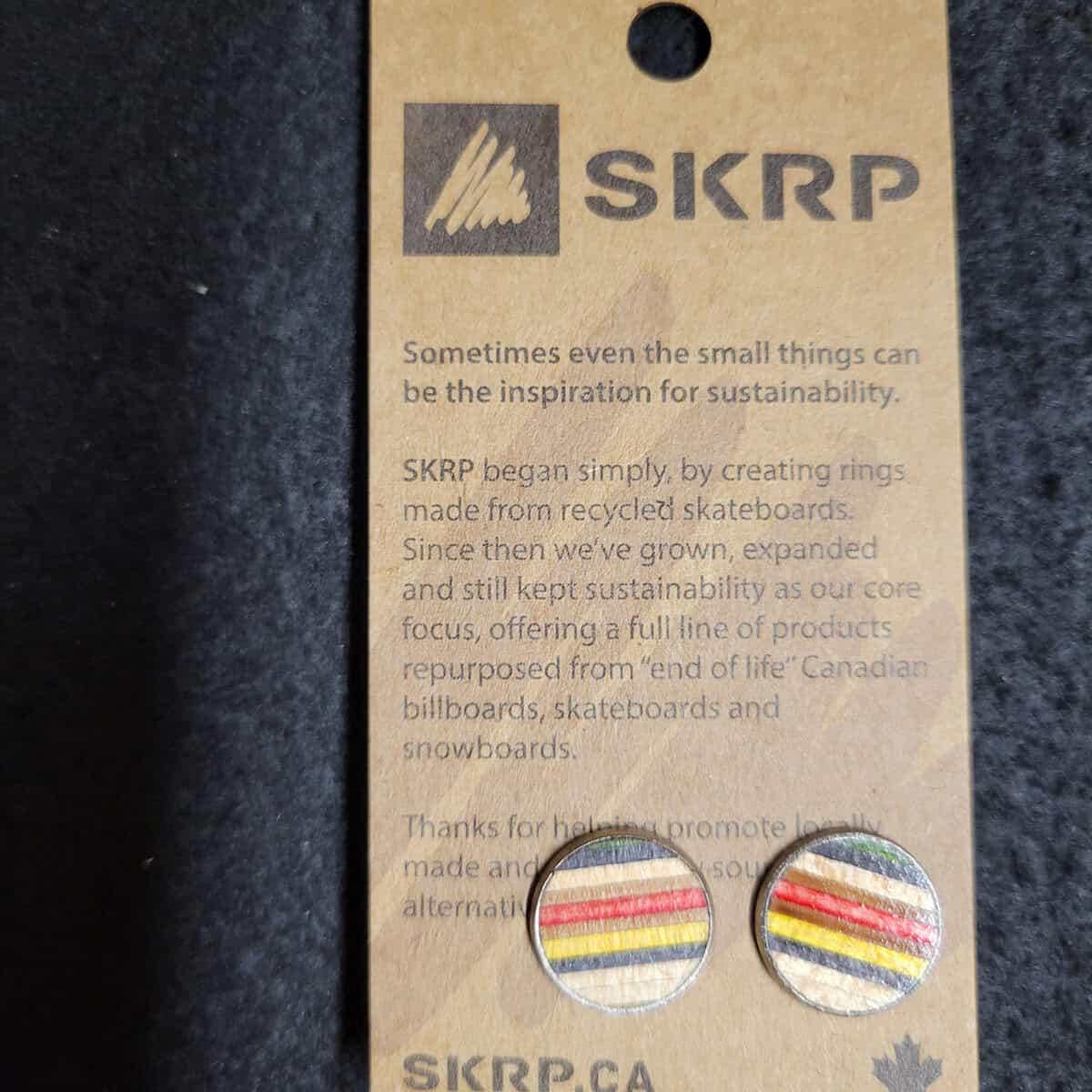 Recycled Skateboard Circular Stud Earrings - Image 2