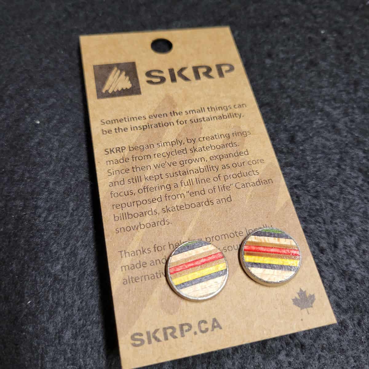 Recycled Skateboard Circular Stud Earrings - Image 1