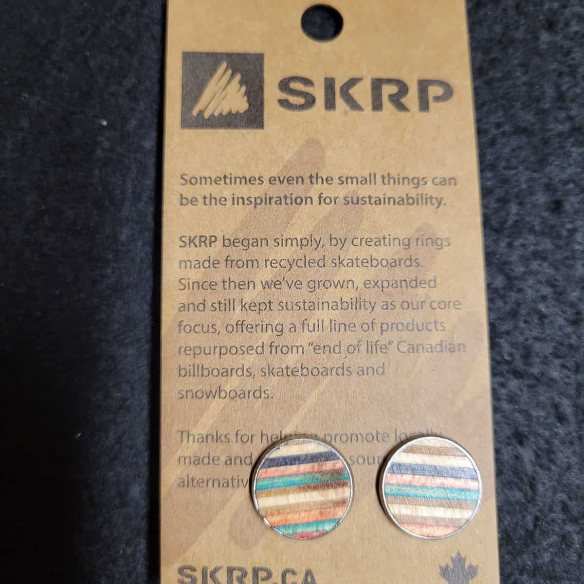 Recycled Skateboard Circular Stud Earrings - Image 2