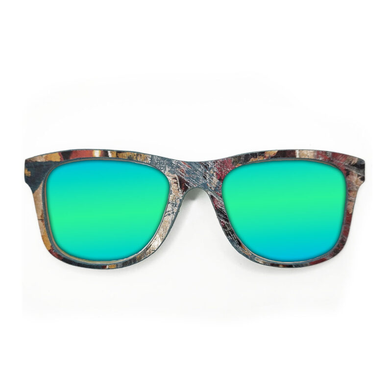 Wayfarer Style Recycled Wooden Skateboard Glasses (Large)