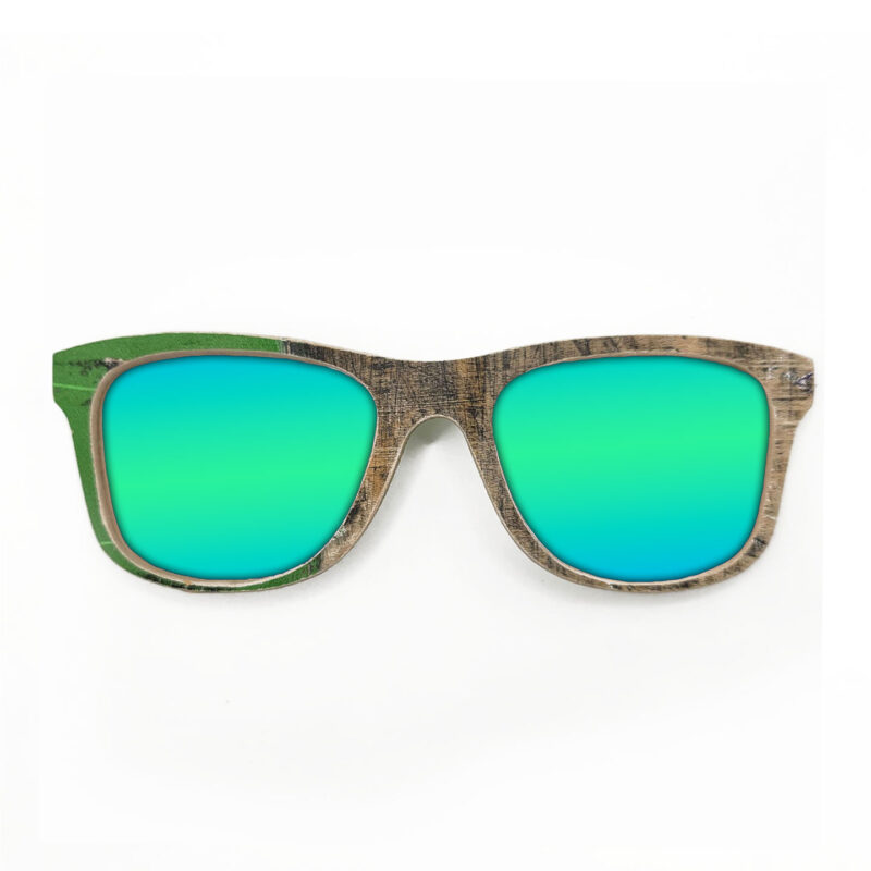 Wayfarer Style Recycled Wooden Skateboard Glasses (Large)