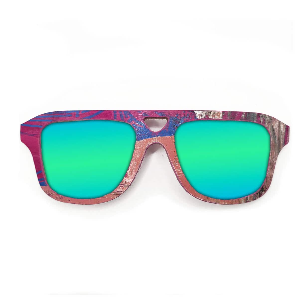 Aviator Style Recycled Wooden Skateboard Glasses - Image 2