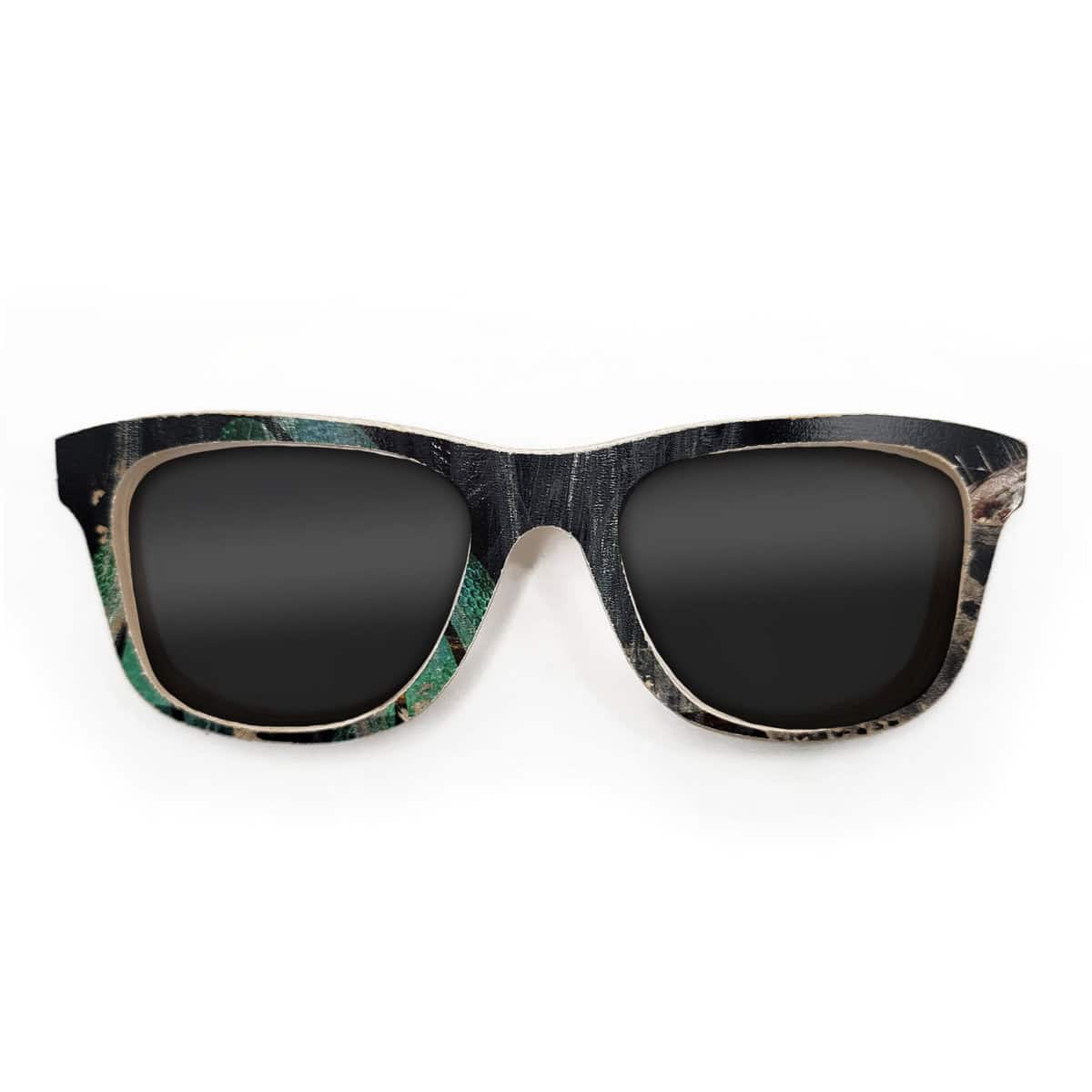 Wayfarer Style Recycled Wooden Skateboard Glasses (Large) - Image 1