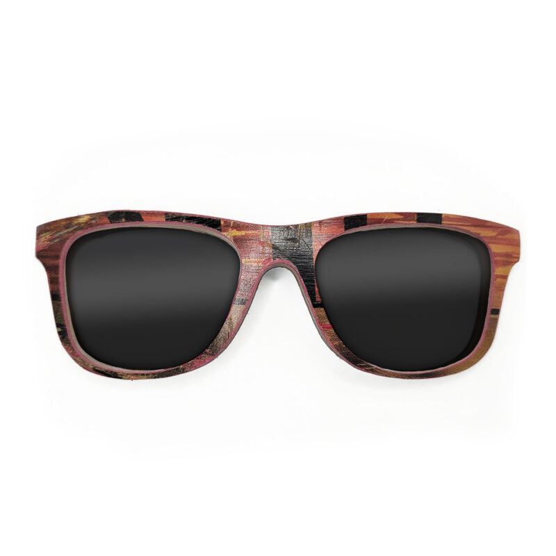 Wayfarer Style Recycled Wooden Skateboard Glasses (Large)