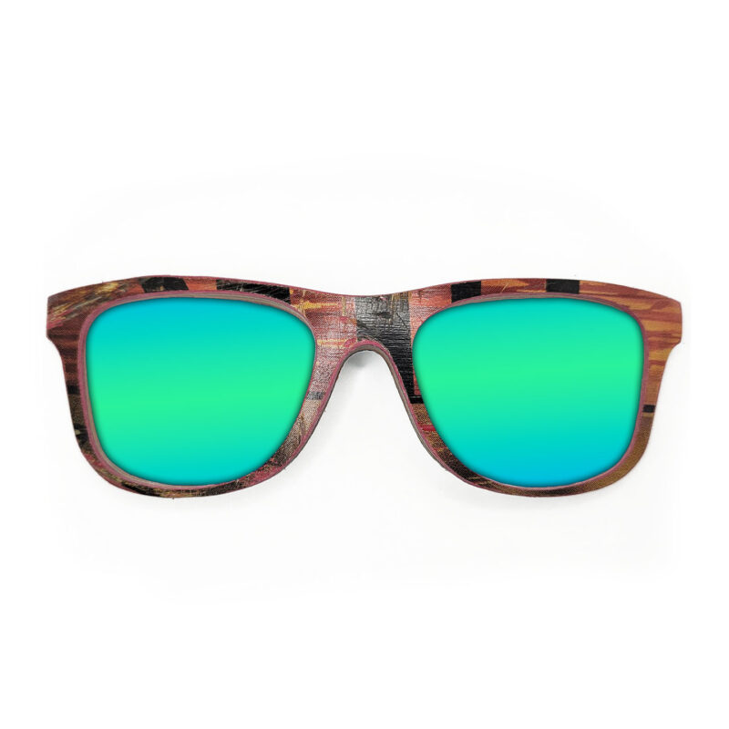 Wayfarer Style Recycled Wooden Skateboard Glasses (Large)