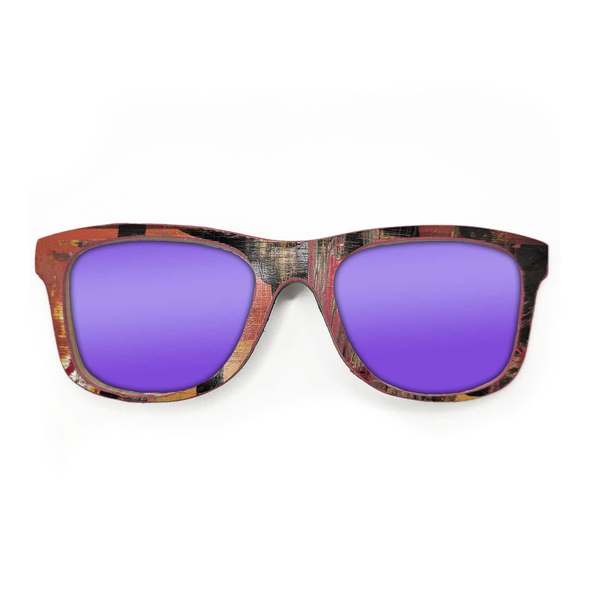 Wayfarer Style Recycled Wooden Skateboard Glasses (Large) - Image 2