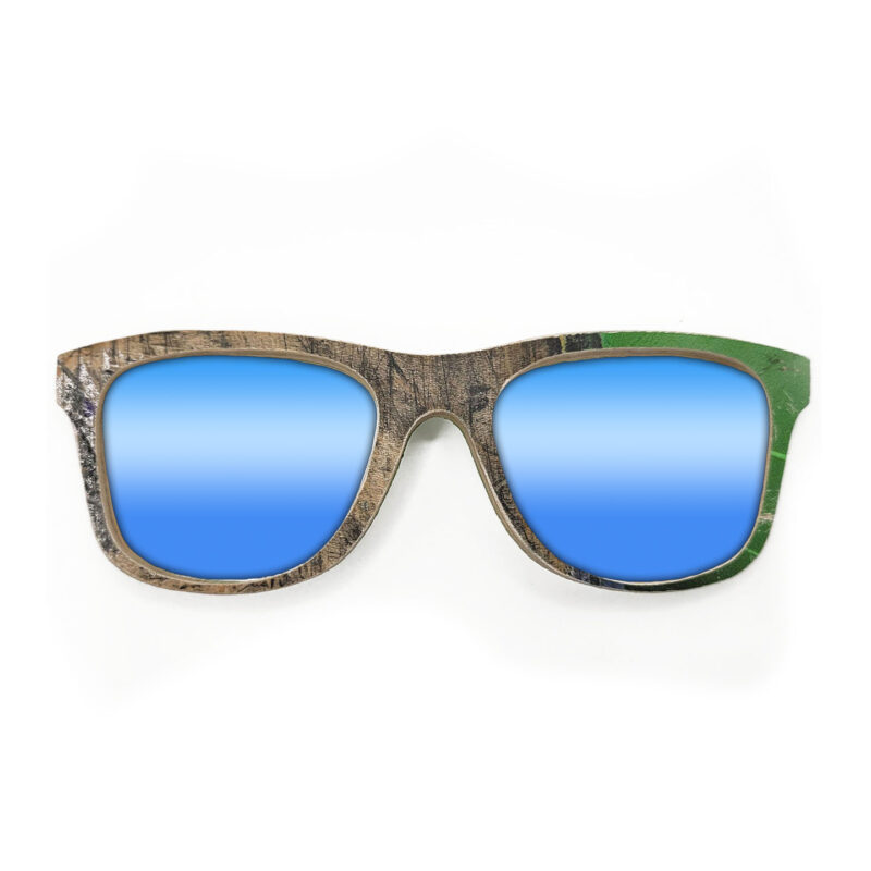 Wayfarer Style Recycled Wooden Skateboard Glasses (Large)