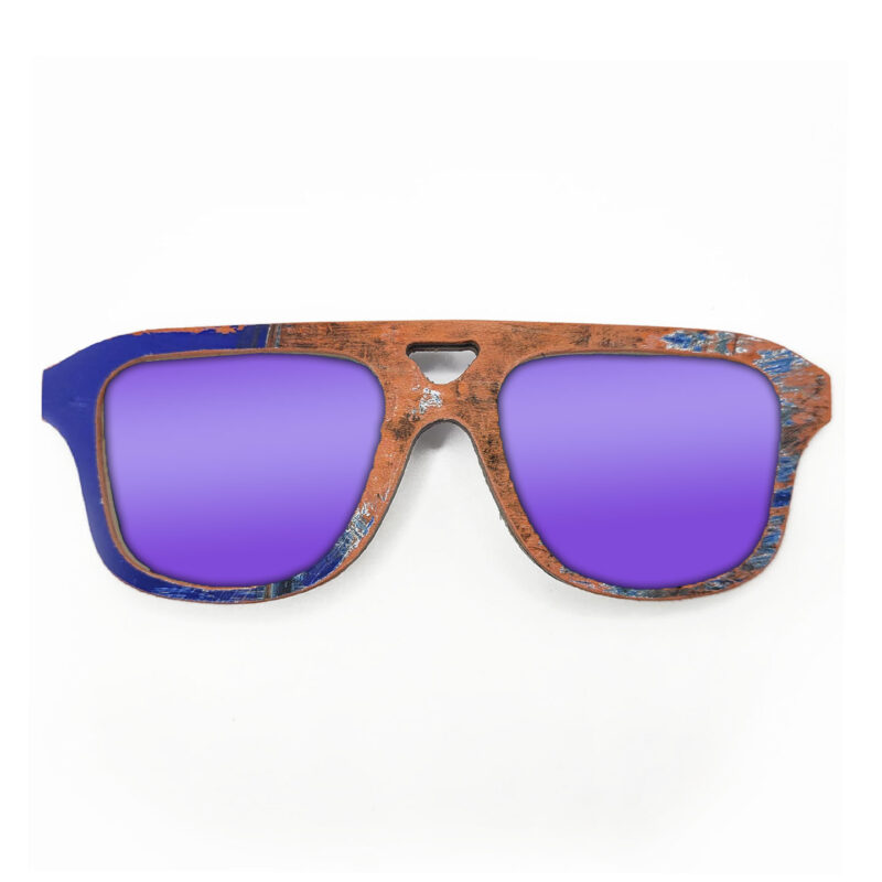 Aviator Style Recycled Wooden Skateboard Glasses