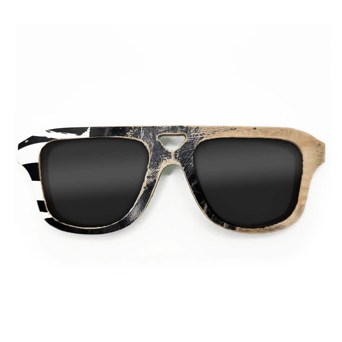 Aviator Style Recycled Wooden Skateboard Glasses - Image 1