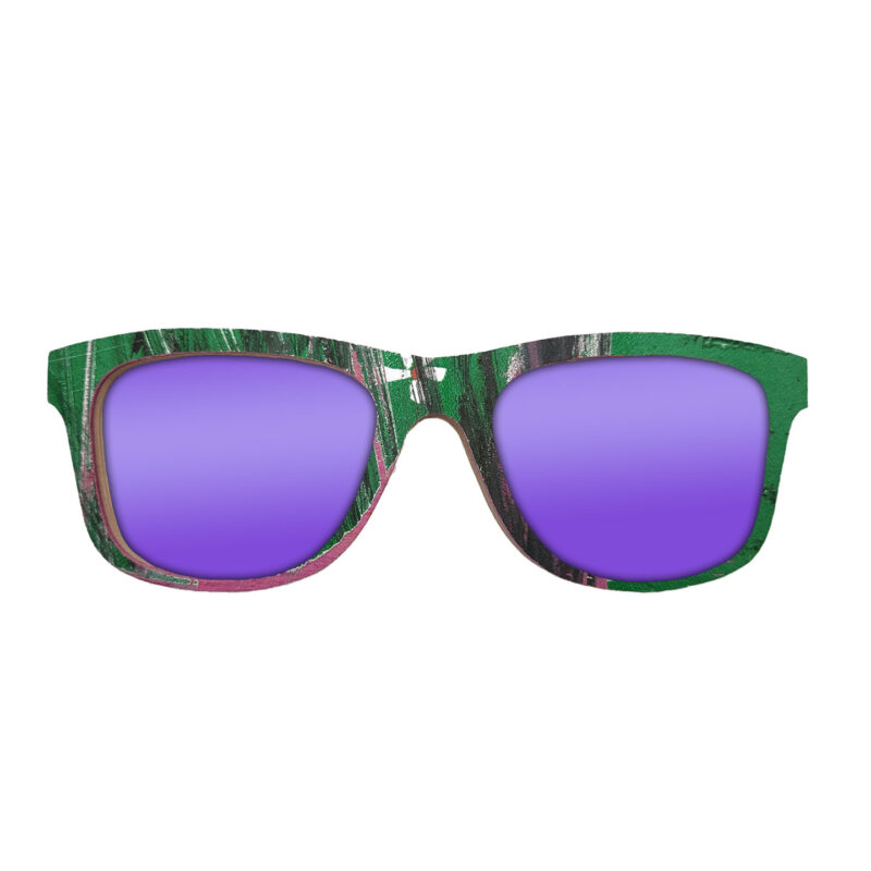 Wayfarer Style Recycled Wooden Skateboard Glasses (Small)