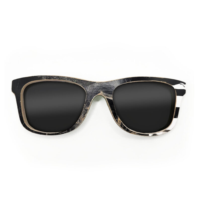 Wayfarer Style Recycled Wooden Skateboard Glasses (Small)