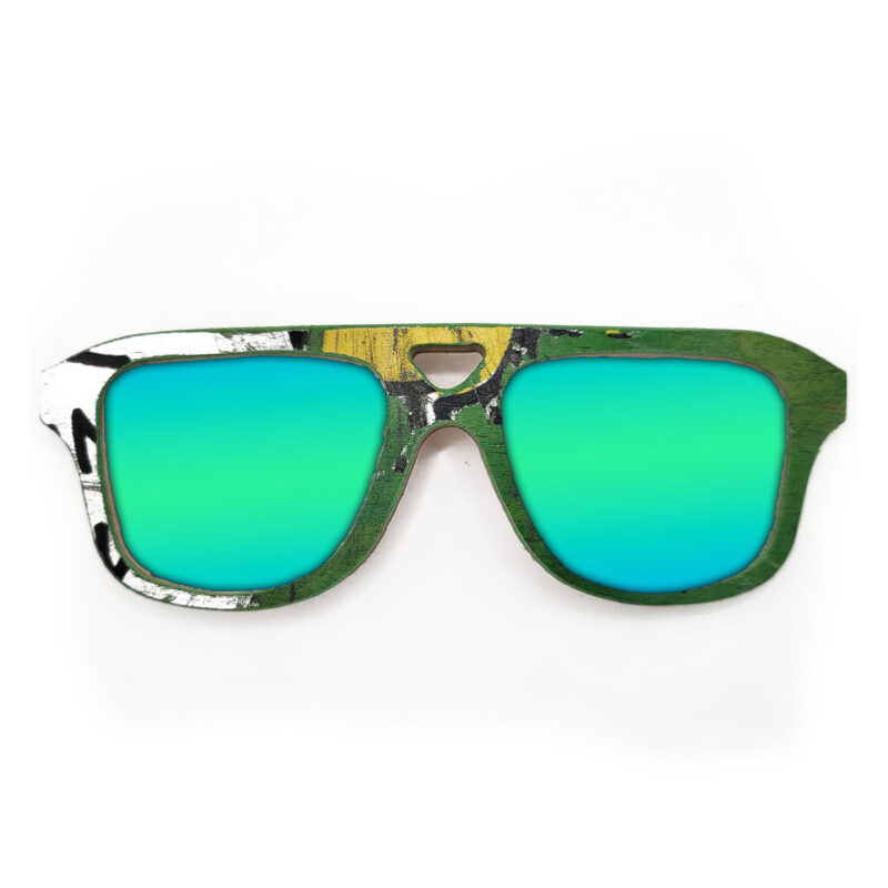 Aviator Style Recycled Wooden Skateboard Glasses