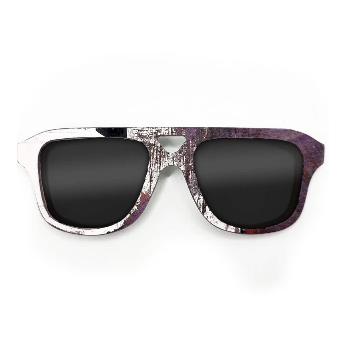 Aviator Style Recycled Wooden Skateboard Glasses - Image 1