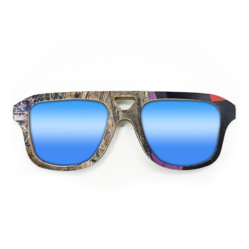 Aviator Style Recycled Wooden Skateboard Glasses