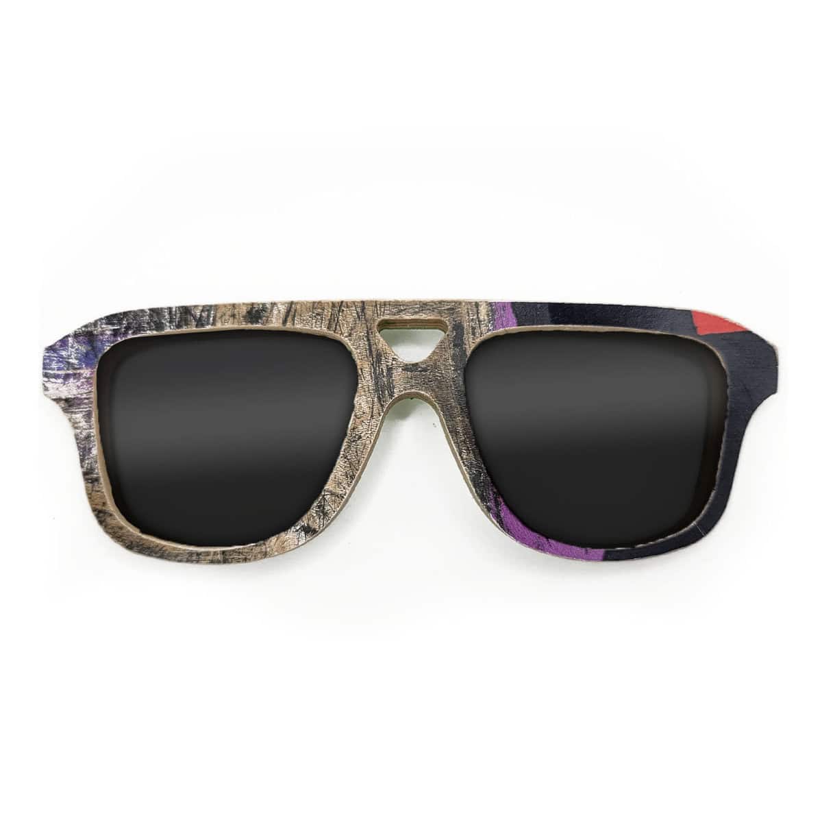 Aviator Style Recycled Wooden Skateboard Glasses - Image 1