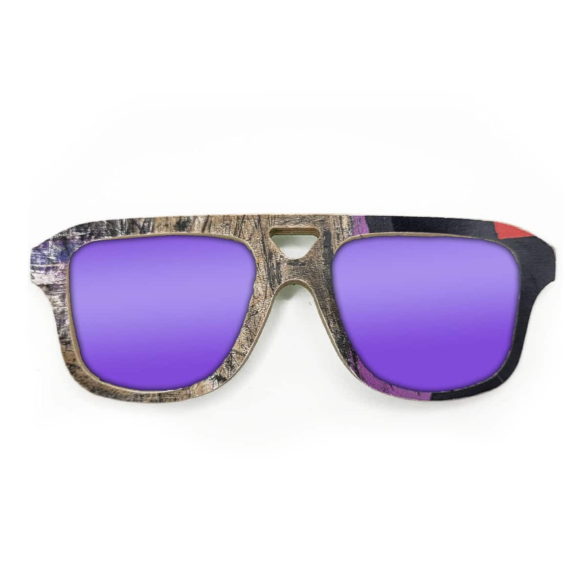 Aviator Style Recycled Wooden Skateboard Glasses - Image 2