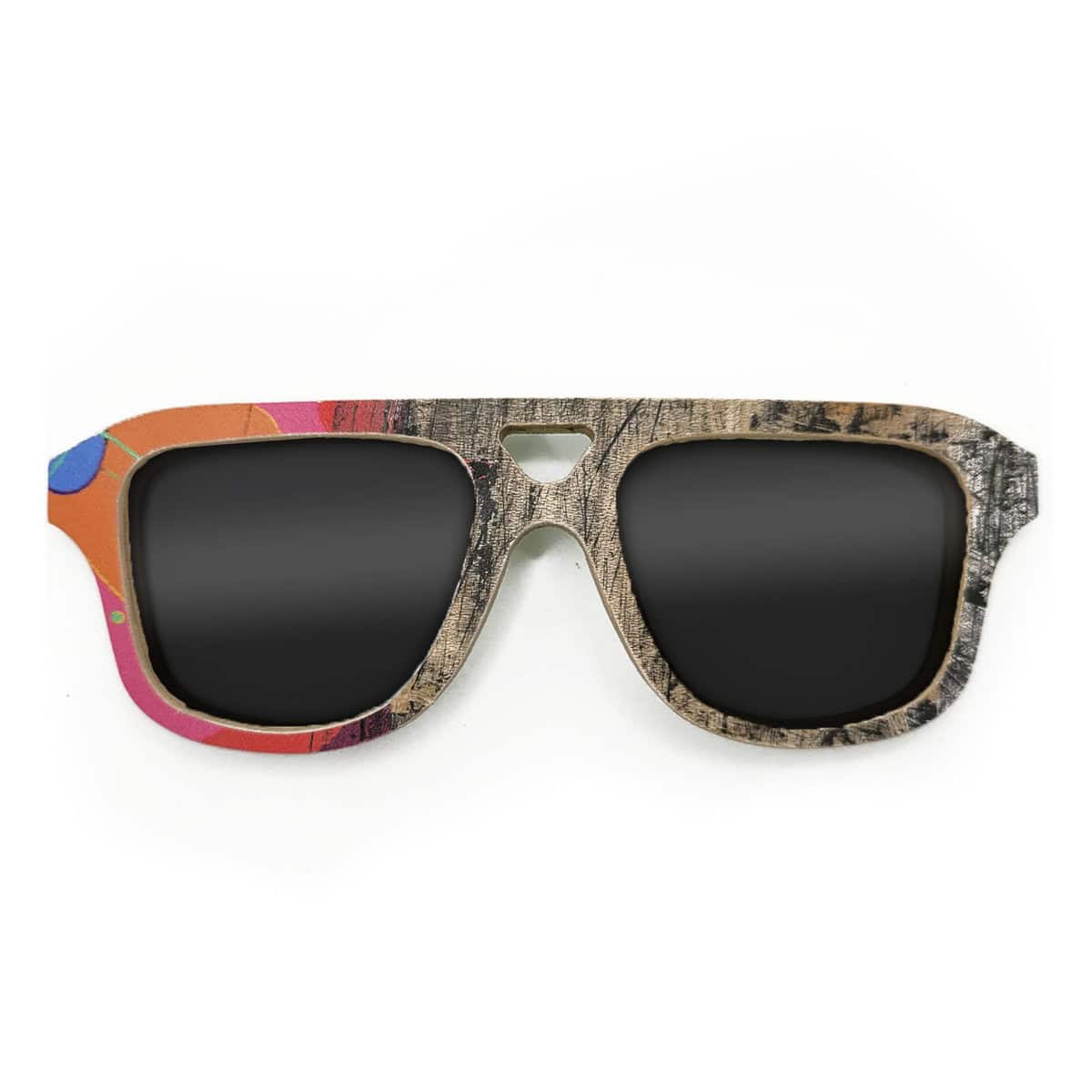 Aviator Style Recycled Wooden Skateboard Glasses - Image 1