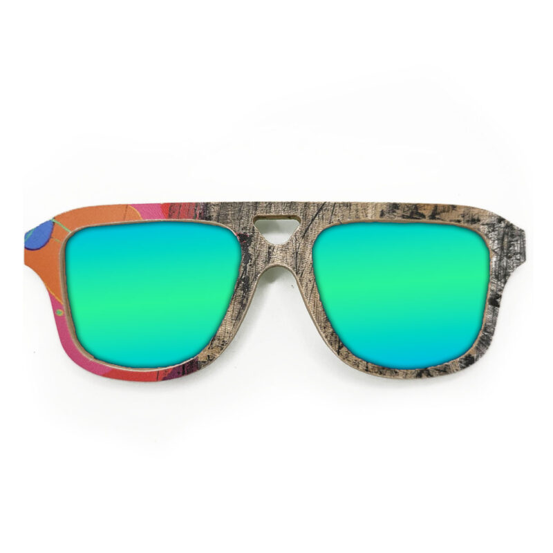 Aviator Style Recycled Wooden Skateboard Glasses