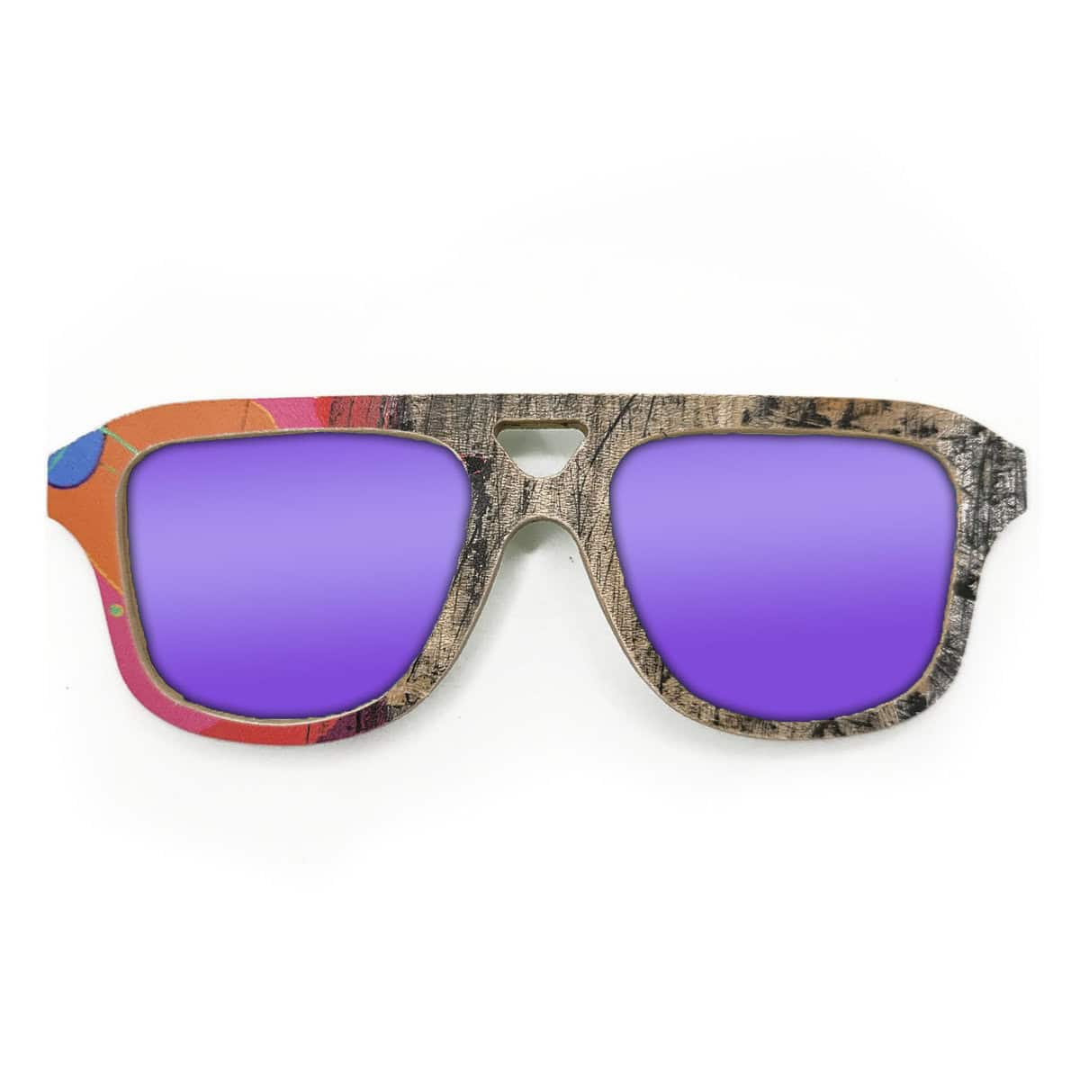 Aviator Style Recycled Wooden Skateboard Glasses - Image 2