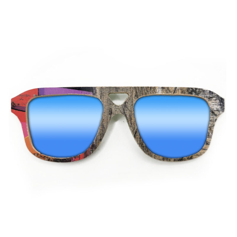 Aviator Style Recycled Wooden Skateboard Glasses