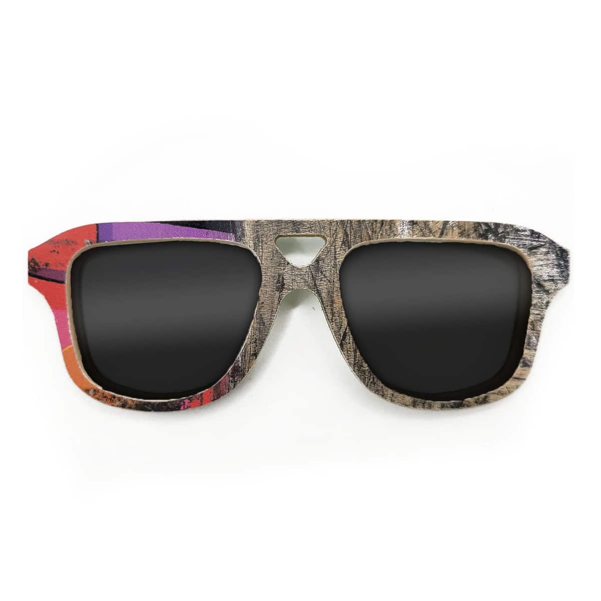 Aviator Style Recycled Wooden Skateboard Glasses - Image 1