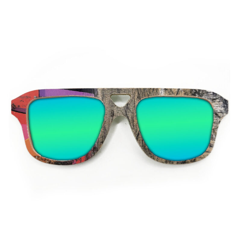 Aviator Style Recycled Wooden Skateboard Glasses